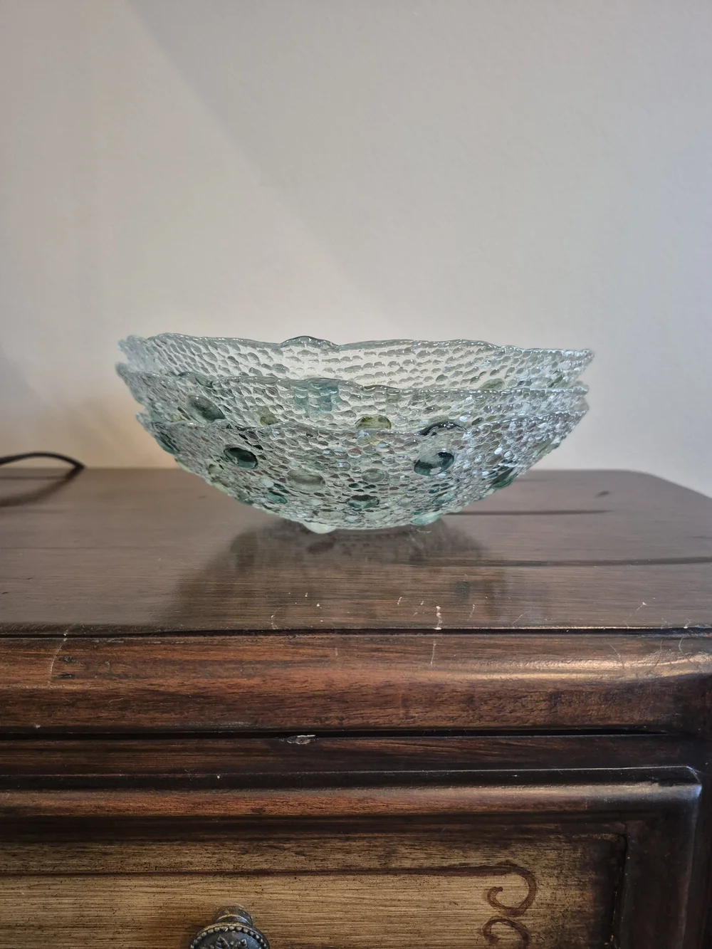 Pier 1 Textured Glass Decorative Bowl - Aqua Green